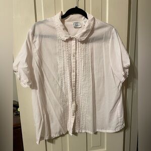 Laura Ashley XL Soft Pink Short Sleeve Cotton Blouse